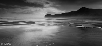 Piha Beach on a stormy winter day, west Auckland